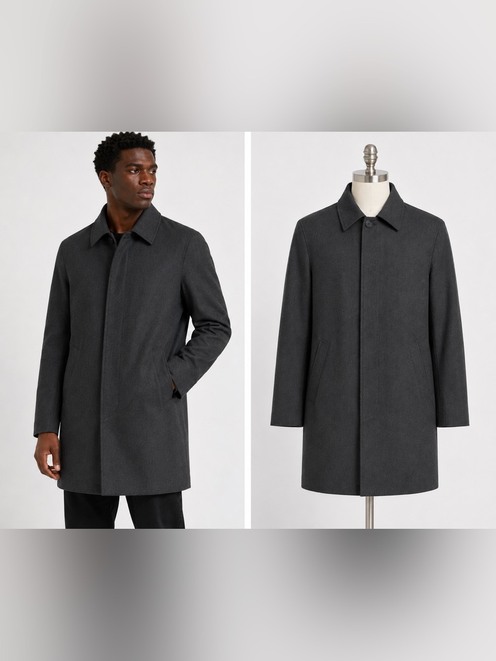 Brooks Brothers Charcoal Single-Breasted Pea Coat